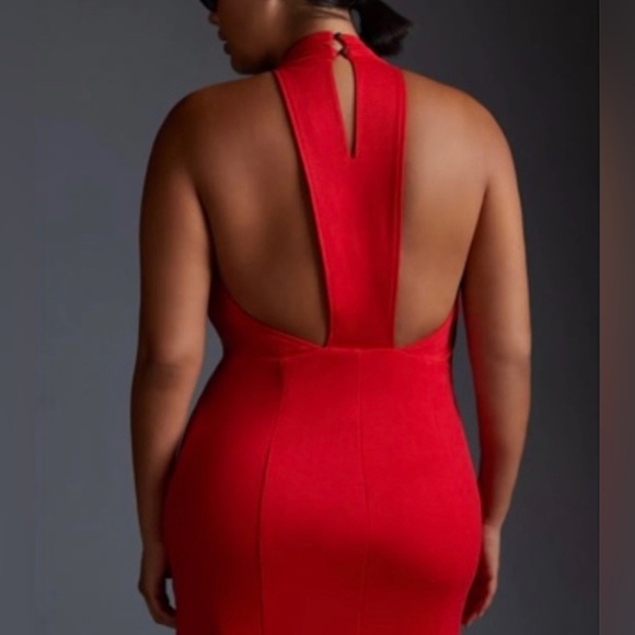 NWT Meave By Anthropologie Halter MIDI Red Dress 2X - Picture 3 of 14